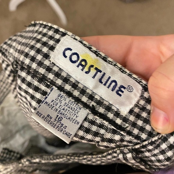 Vintage Stirrup Gingham Check Tapered Leg Jeans Pant High Rise waist Black 16 - Picture 5 of 6